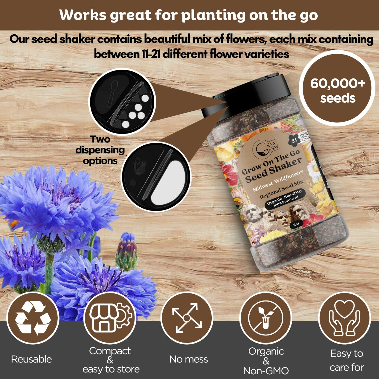Mini Regional Wildflower Seed Shaker – Midwest Wildflower Seed